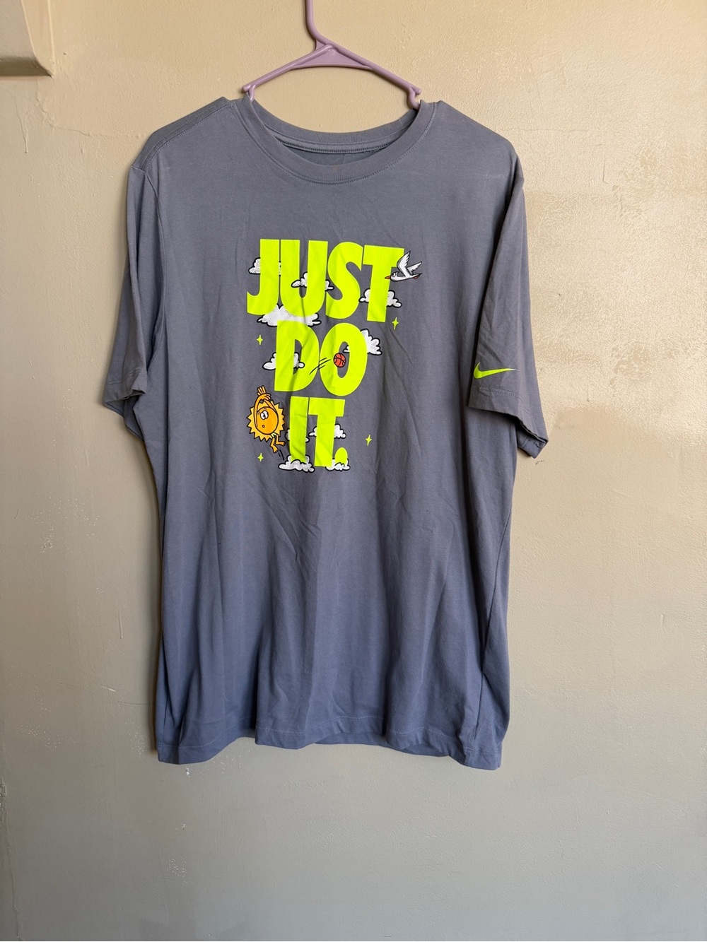 Nike Grey Tee with Neon Just Do It Graphic
